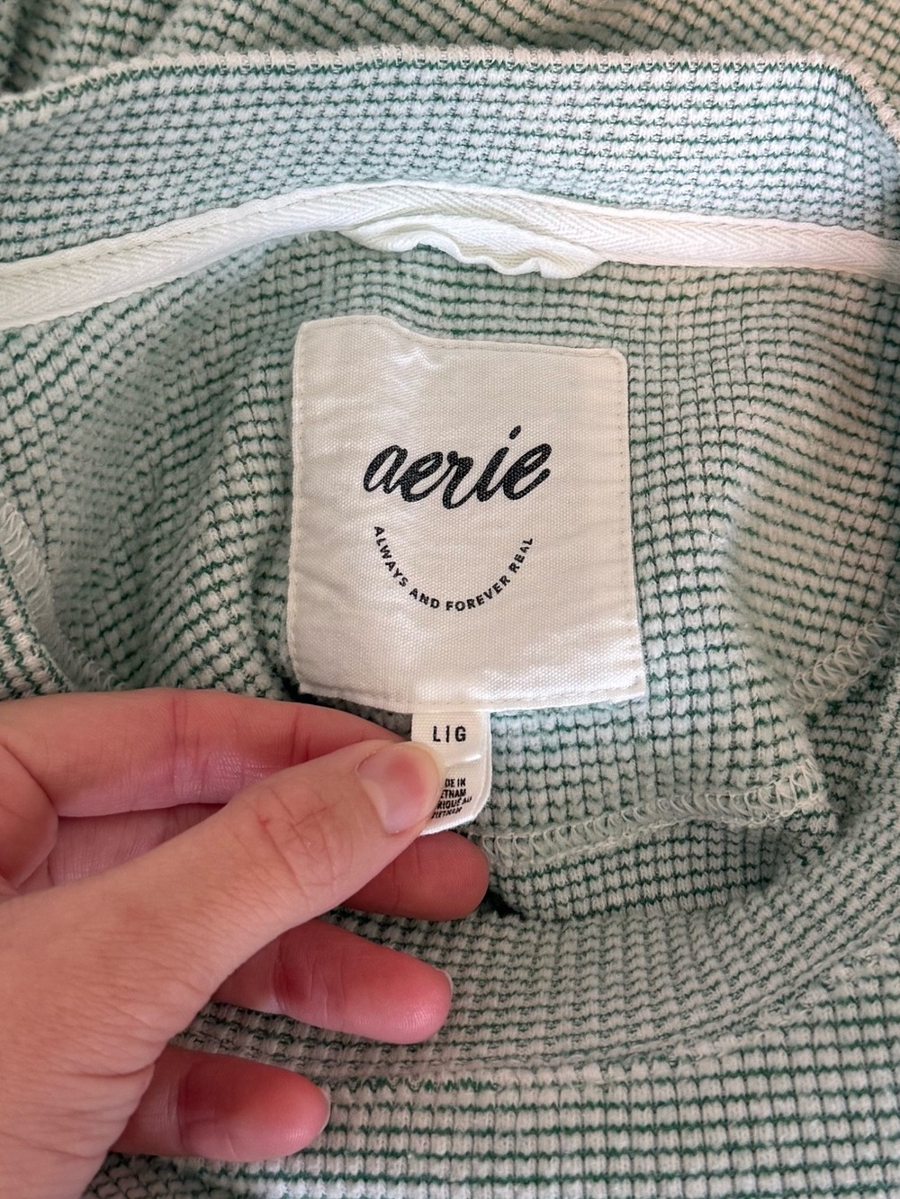 Aerie Oversized Getaway Waffle Sweatshirt Island Pine, size L, like new! - Picture 5 of 6